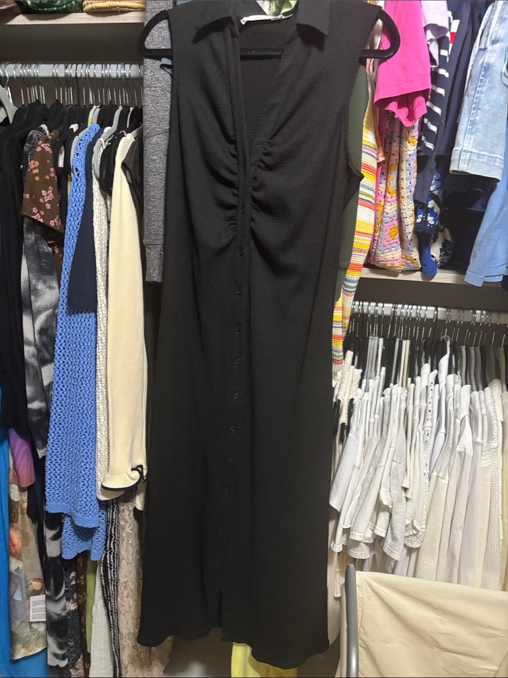 Astr Black Sleeveless Button-Front Maxi Skirt